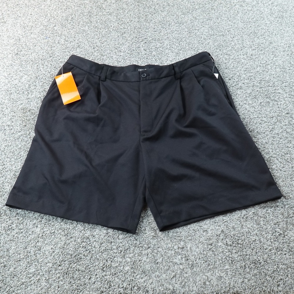 NEW IZOD Shorts‎ Mens 40 Black Pleated XFG Chino Golf Performance Casual Preppy